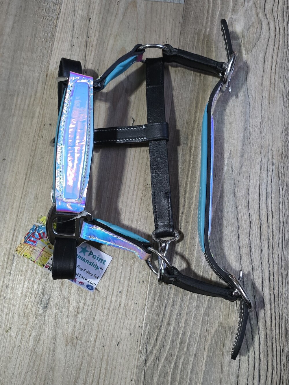 Holographic And Leather Halter